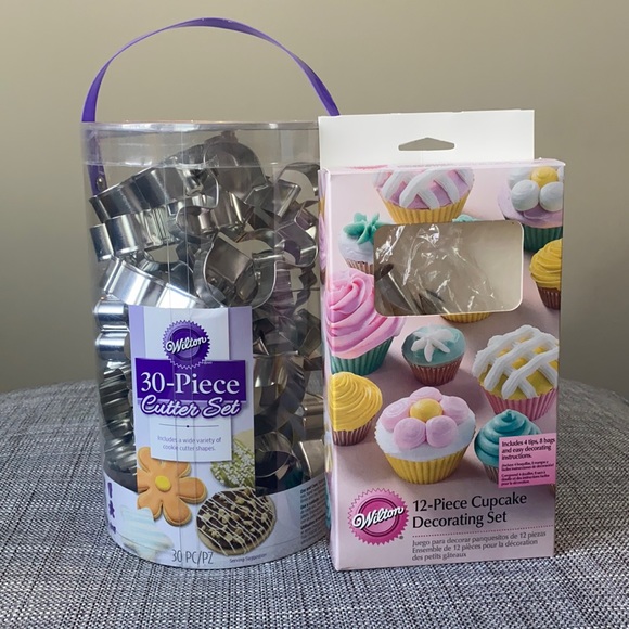 Wilton 30-Piece Cookie Cutter Set & 11-Piece Cupcake Decorating Set (Bundle)